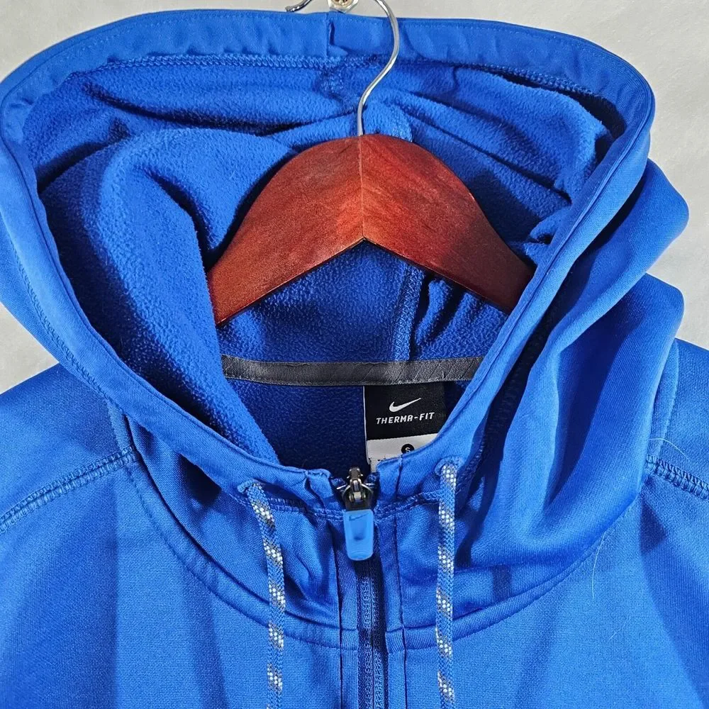 Nike Mens Therma Fit Hoodie‎ Sweatshirt Denver Broncos Zip Up Blue Size Small